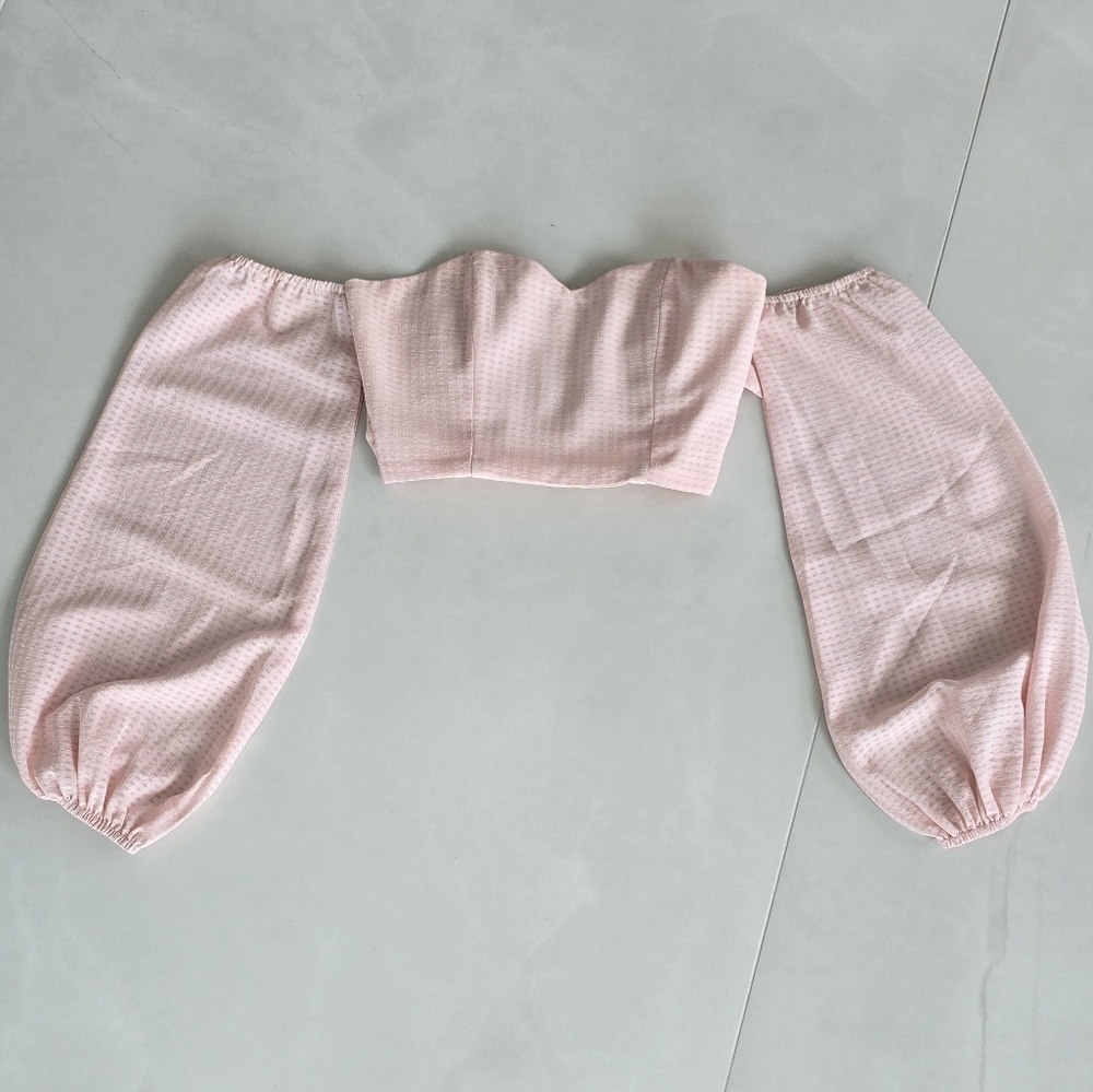 Revolve By the Way Maya Off-the-Shoulder Blouse - Pink Gingham - XXS - Picture 6 of 9